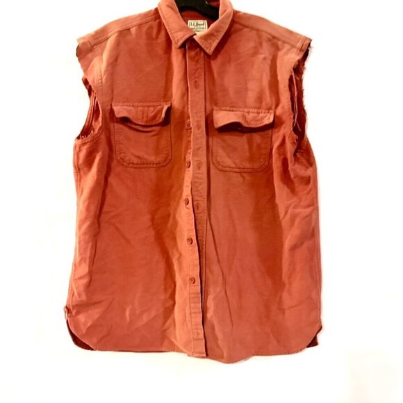 L.L. Bean Other - L.L. Bean Shirt Size Large Sleeveless Mens Cut off Vest Button UP